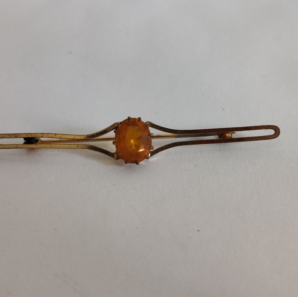 Antique Edwardian Cairngorm Bar Pin with citrine glass - Picture 13 of 14